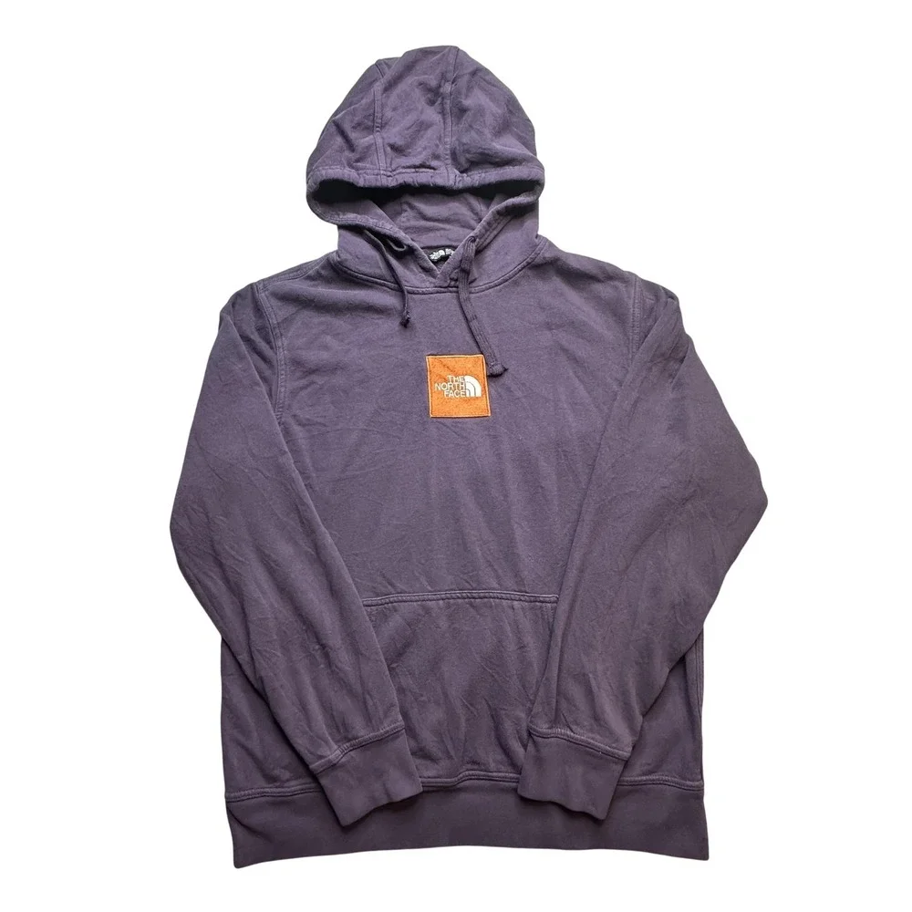 The North Face Hoodie Mens Large Purple Pullover Fleece Patch Logo Outdoor A3KA8